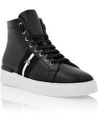 Philipp Plein - Leather Hi-Top Sneakers Stripes Stripes - Lyst