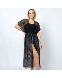 TRUEDAMES - Mesh Vest Poncho With Draw String - Lyst