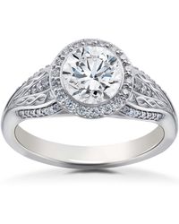 Pompeii3 - 3/4 Ct Lab Created Diamond Vintage Halo Zoe Engagement Ring White Gold 14k - Lyst