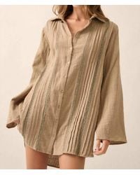 Promesa - Free To Be Pleated Lace-Trim Mini Shirt Dress - Lyst