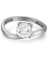 MAX + STONE - Solid 10K 3.5 Carat 8Mm Round Cut Cubic Zirconia Wavy Band Engagement Ring - Lyst
