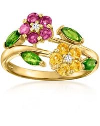 Ross-Simons - Gemstone Flower Bypass Ring With Topaz - Lyst