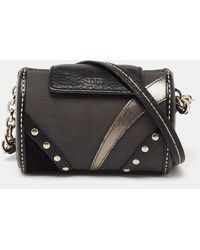 Tod's - Leather And Canvas Studded Flap Shoulder Bag - Lyst