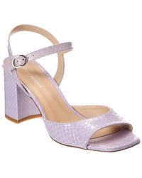 Stuart Weitzman - Tia 75 Block Snake-Embossed Leather Sandal - Lyst