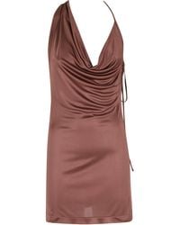 Amazuìn - Ravi Satin Asymmetrical Draped Viscose Mini Dress - Lyst