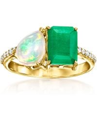 Ross-Simons - Opal And Emerald Toi Et Moi Ring With Topaz - Lyst