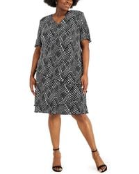 Connected Apparel - Plus Crepe Short Sleeves Shift Dress - Lyst