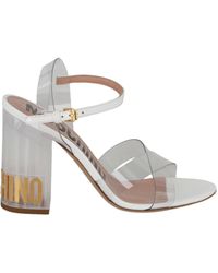 Moschino - Transparent Logo Heel Sandals - Lyst