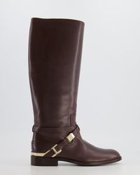 Dior - Burgundy Leather Boots With Gold Logo Detail - Lyst