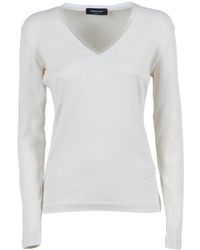 Fabiana Filippi - V-Neck Ribbed Jersey T-Shirt - Lyst