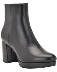 Calvin Klein - Uda Faux Leather Block Heel Booties - Lyst