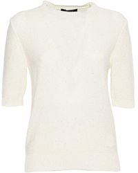 Fabiana Filippi - Short-Sleeved Crew Neck Top With Textured Knit - Lyst