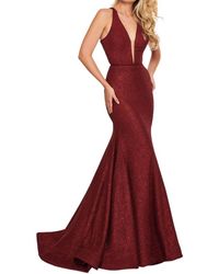 Rachel Allan - Crinkled Foil Jersey Mermaid Gown - Lyst
