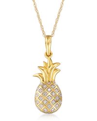 Ross-Simons - 14kt Yellow Gold Pineapple Pendant Necklace - Lyst