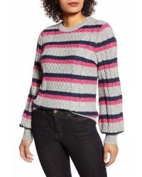 Halogen® - X Atlantic-Pacific Striped Cable Knit Lovely Stripe Sweater - Lyst