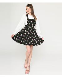 Unique Vintage - Black & Pink Cherries Brionne Pinafore Skirt - Lyst