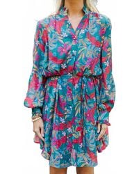 Fate - Print Tencel Blend Split Neck Dress - Lyst