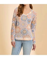 Fdj - V Neck Print Sweater Top - Lyst