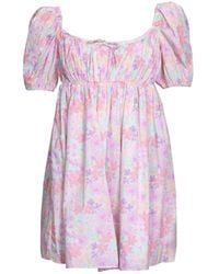For Love & Lemons - Kennedy Floral-Print Open-Back Cotton-Poplin Mini Dress - Lyst