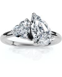 Pompeii3 - 1 1/2Ct Heart & Pear Two Stone Toi Et Moi Diamond Ring 14K Or Pt Lab Grown - Lyst