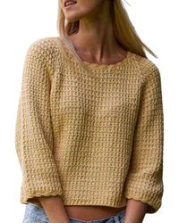 Minnie Rose - Chunky Tape Cotton Blend Textured Crew Pullover Sweater - Lyst