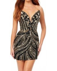 Ashley Lauren - Strapless Sequin Embellished Mini Dress - Lyst