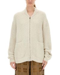 Uma Wang - Ribbed Knit Cardigan With Plush Texture And Zipper Closure - Lyst