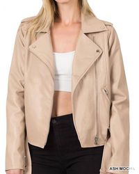 Zenana - Belted Moto Jacket - Lyst