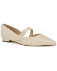 Nine West - Luso Flats M Cream Leather Pointed Toe Mary Jane Htat728 - Lyst