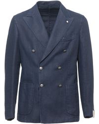 Lubiam - Herringbone Double-Breasted Blazer - Lyst