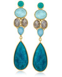 Ross-Simons - Quartz Drop Earrings With Labradorite In 18kt Gold Over Sterling - Lyst