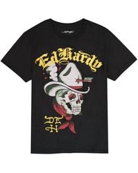 Ed Hardy - Cowboy Skull Throwback Rhinestone Tee - Lyst