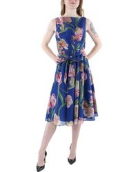 Kay Unger - Floral Pleated Cocktail And Party Dress - Lyst
