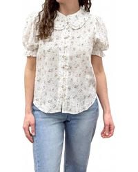 Doe And Rae - Floral Button Up Peter Pan Collared Blouse - Lyst