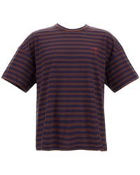 Plan C - Striped Crew-Neck Cotton T-Shirt With Embroidered Detail - Lyst