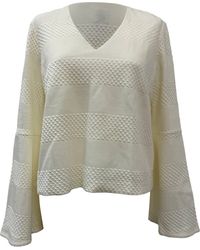Iris & Ink - Textured V-Neck Long Sleeve Top - Lyst