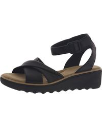 Clarks - Jillian Bella Leather Ankle Wedge Sandals - Lyst