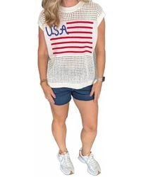 Main Strip - Open Knit Usa Top - Lyst