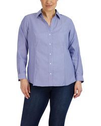 Jones New York - Plus Size Striped Easy-care Button-up Shirt - Lyst
