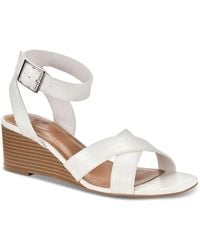 Style & Co. - Leezaap Sling Back Faux Leather Wedge Sandals - Lyst