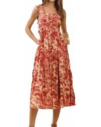 TCEC - Floral Print Button Front Midi Dress - Lyst