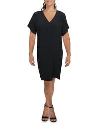 Eileen Fisher - V-neck Short Sleeve Shift Dress - Lyst