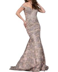 Jovani - Embellished Belt Off The Shoulder Mermaid Gown - Lyst