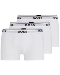 BOSS - Three-Pack Of Stretch-Cotton Trunks With Logo Waistbands - Lyst