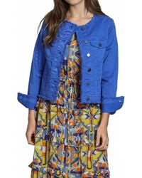 Apny - Collarless Jean Jacket With Frayed Detail - Lyst