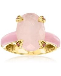 Ross-Simons - Rose Quartz Ring With Rhodolite Garnet And Pastel Enamel - Lyst