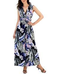 Connected Apparel - Floral Print Polyester Maxi Dress - Lyst