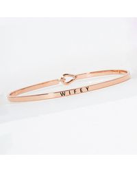 Fashnzfab - Wifey Engraved Thin Brass Metal Bangle Bracelet Rose - Lyst