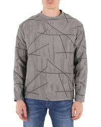 Emporio Armani - Grigio Striped Details Long-Sleeved T-Shirt - Lyst