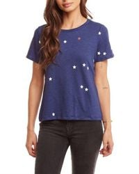 Chaser Brand - Linen Jersey Cropped Short Sleeve Open Tie Back Tee Top - Lyst